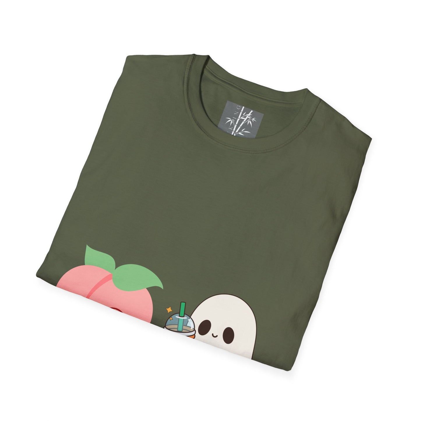 Butt Ghost Graphic T-Shirt Colored Peach Boba Ghost