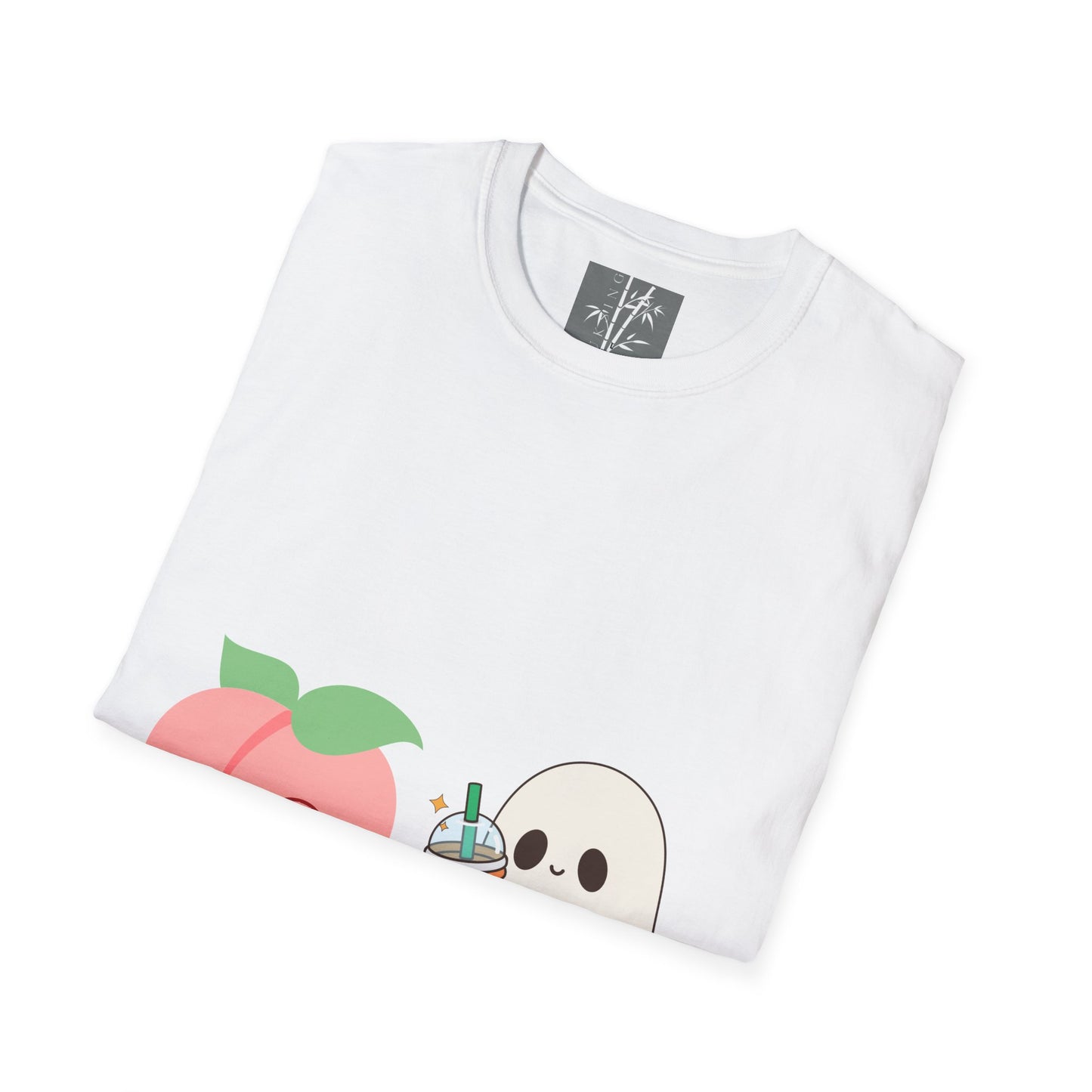 Butt Ghost Graphic T-Shirt Colored Peach Boba Ghost