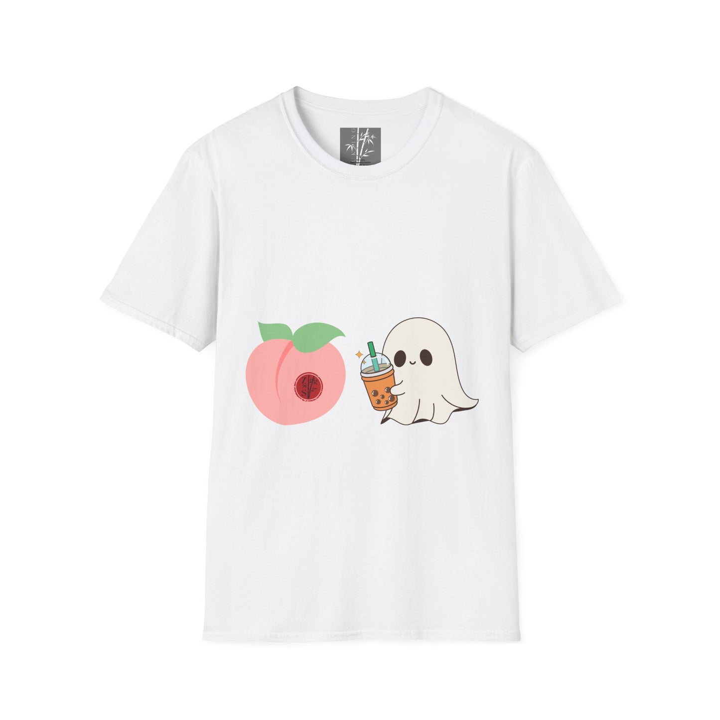 Butt Ghost Graphic T-Shirt Colored Peach Boba Ghost